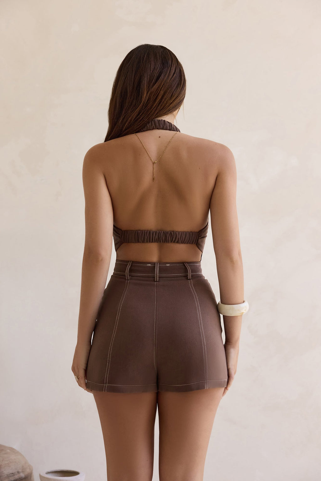 Arizona Halter Playsuit Brown