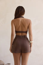 Arizona Halter Playsuit Brown
